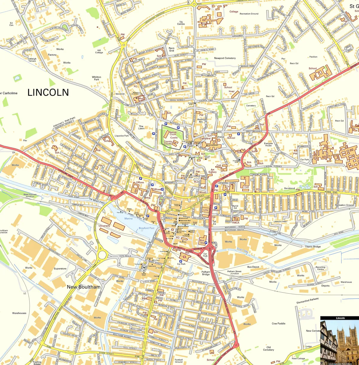 Ordnance Survey map of central Lincoln